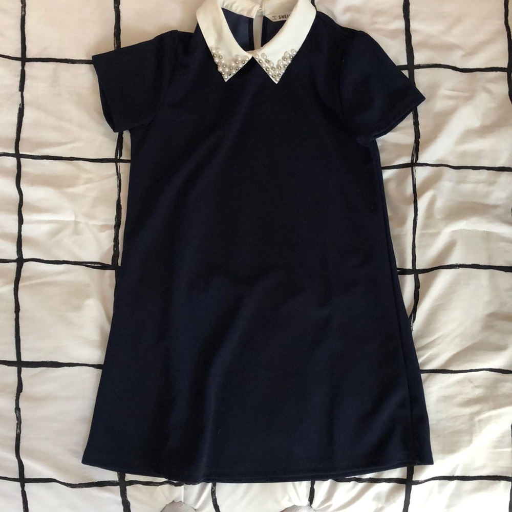 Blue girls collard dress